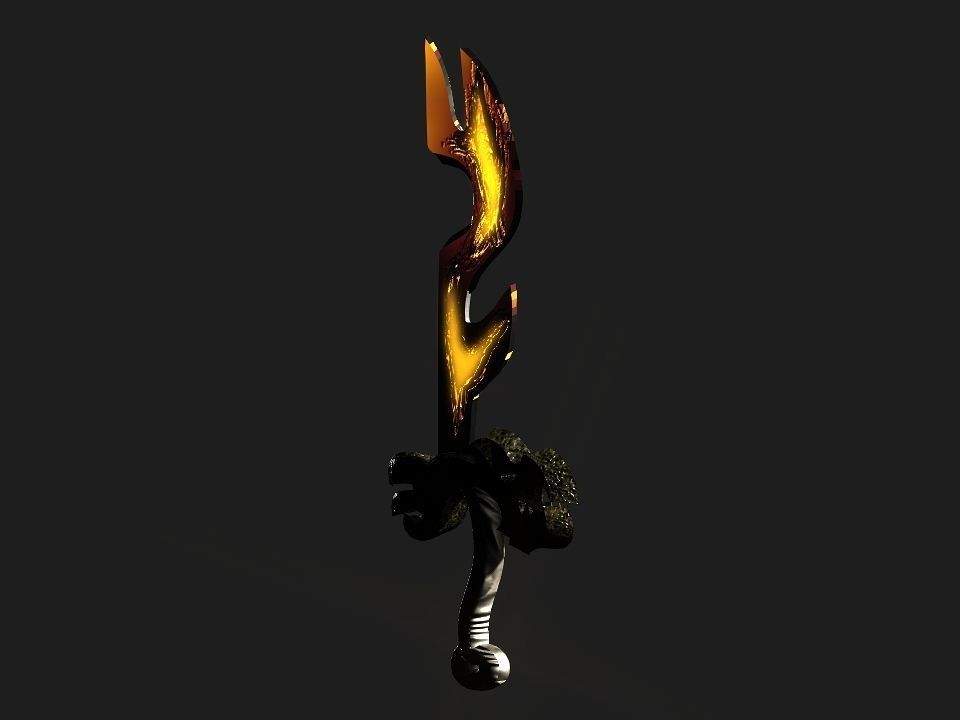 Fantasy beast flame sword Low-poly 3D model_16