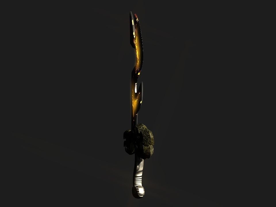 Fantasy beast flame sword Low-poly 3D model_21