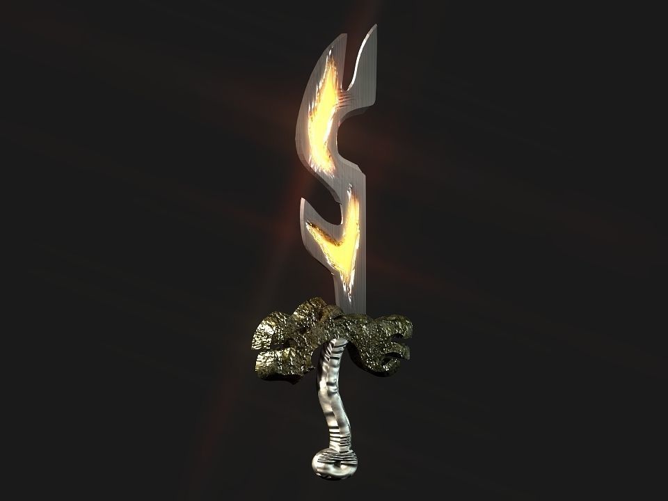 Fantasy beast flame sword Low-poly 3D model_13