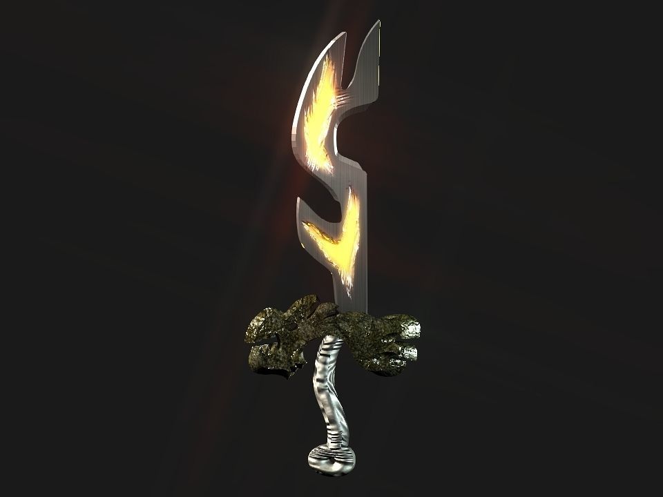 Fantasy beast flame sword Low-poly 3D model_33