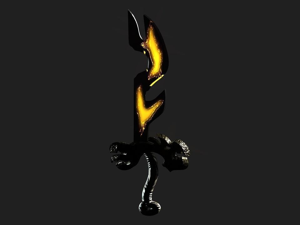 Fantasy beast flame sword Low-poly 3D model_11