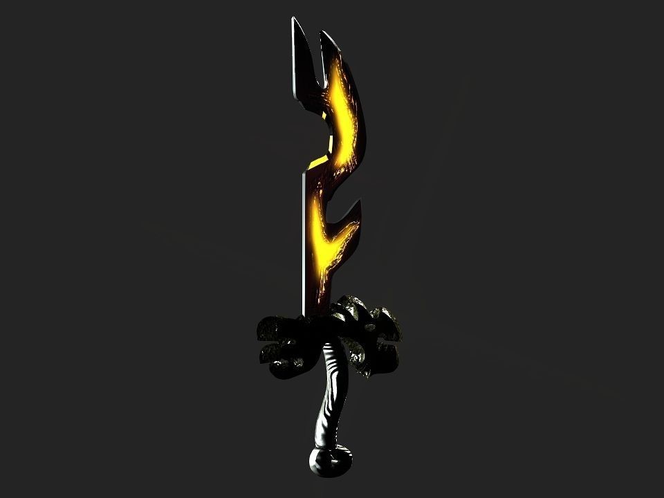 Fantasy beast flame sword Low-poly 3D model_7
