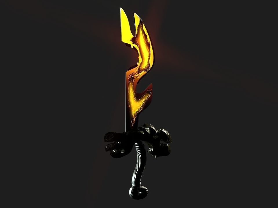 Fantasy beast flame sword Low-poly 3D model_8