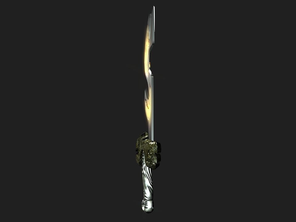 Fantasy beast flame sword Low-poly 3D model_3