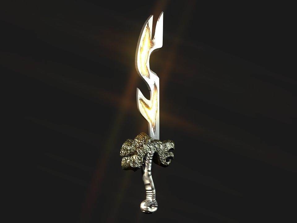 Fantasy beast flame sword Low-poly 3D model_1