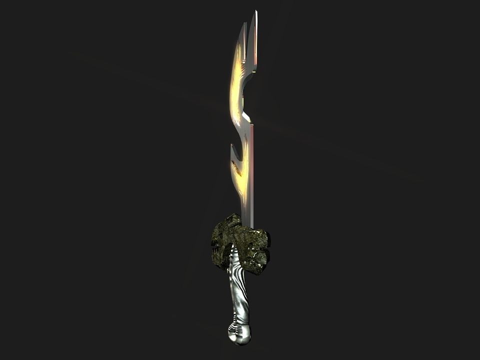 Fantasy beast flame sword Low-poly 3D model_37