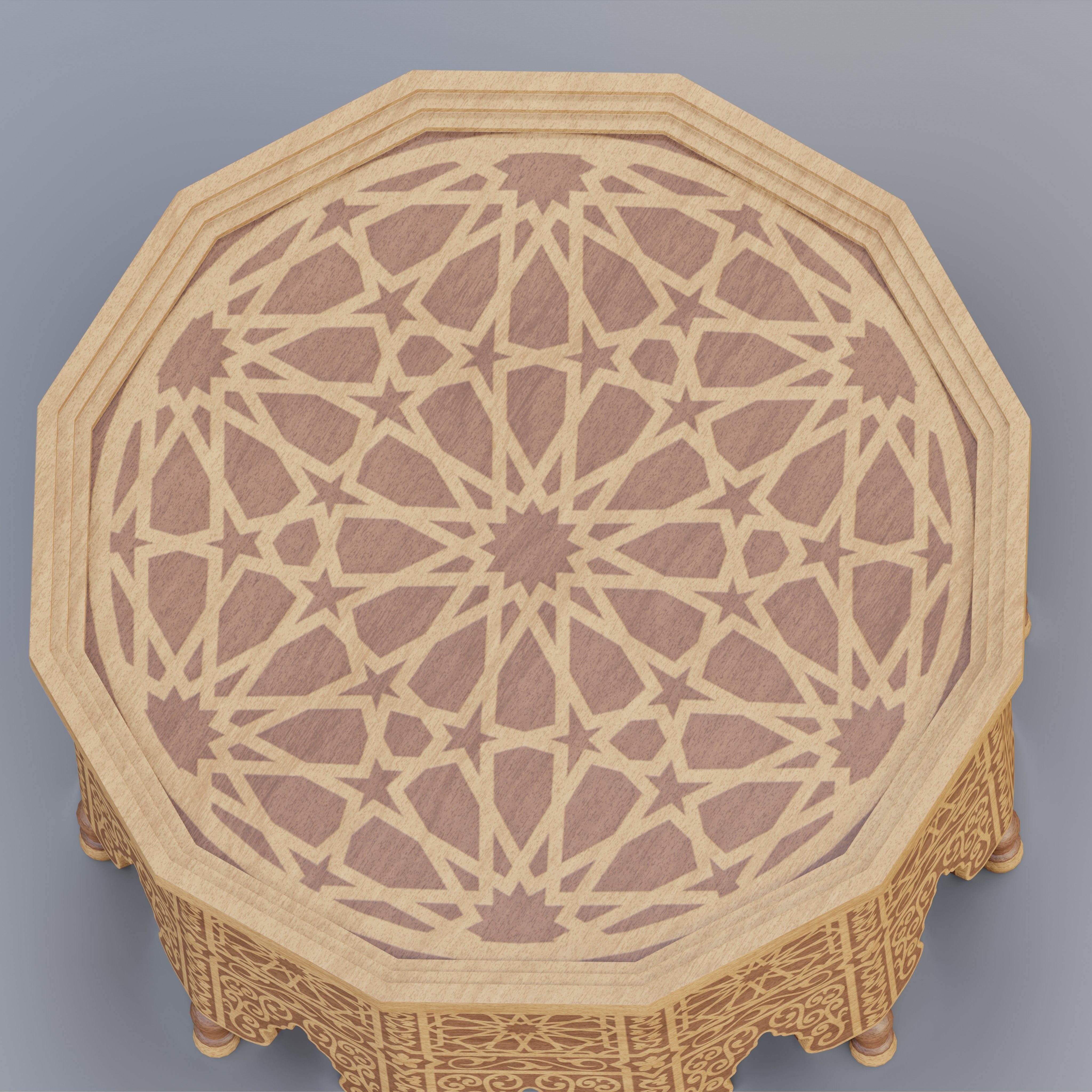 Vintage Moroccan large table 3D model_1