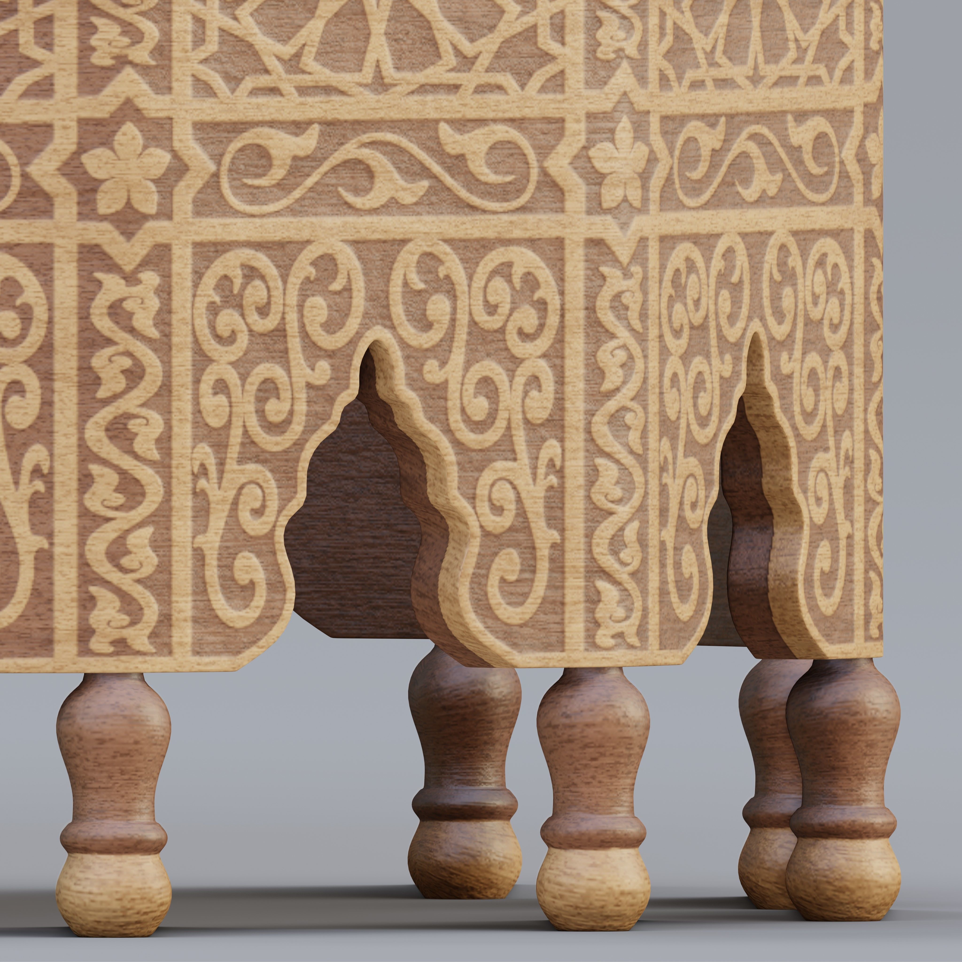 Vintage Moroccan large table 3D model_3