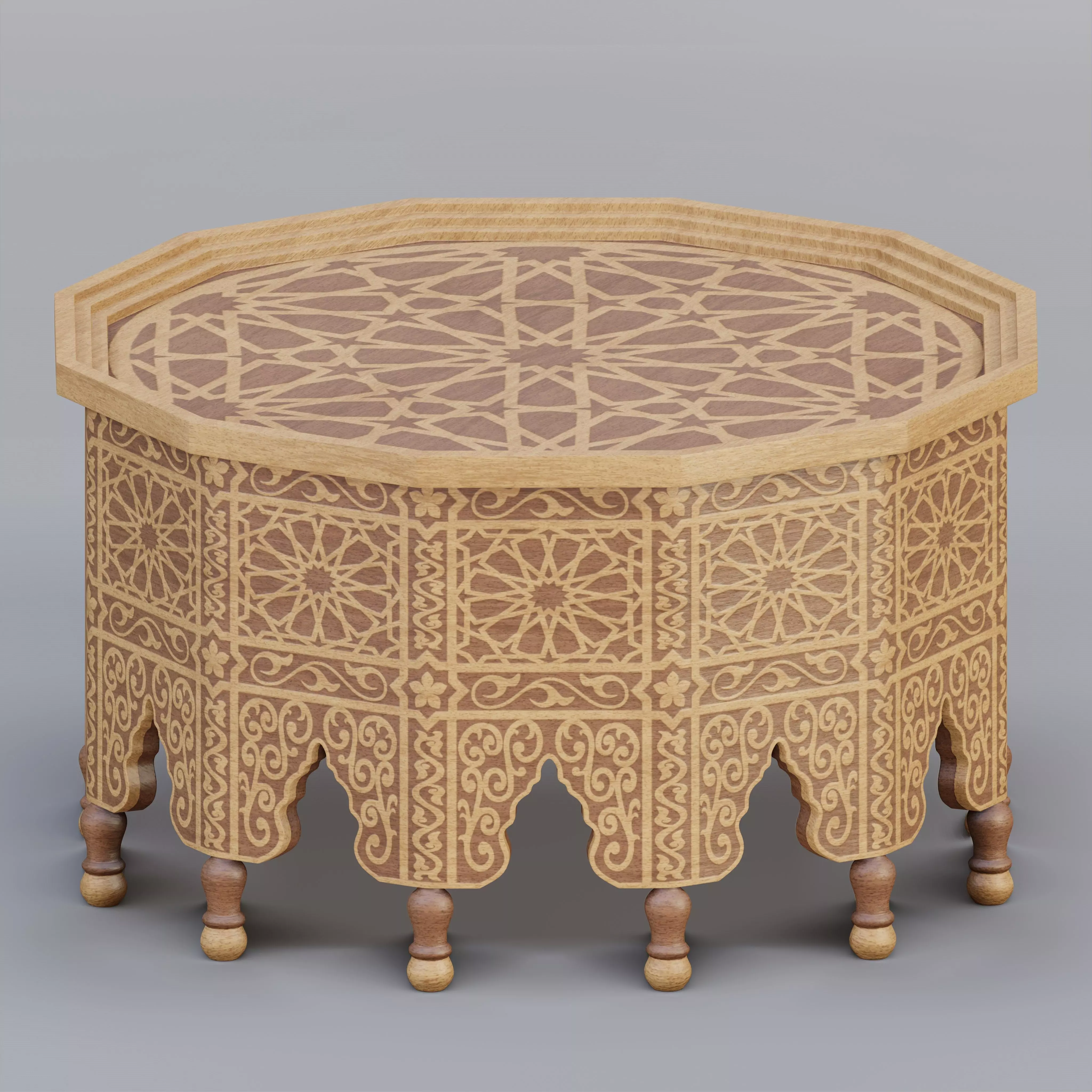 Vintage Moroccan large table 3D model_0