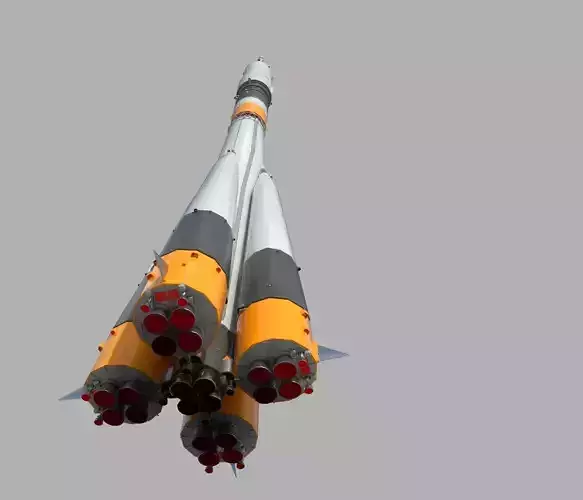 Soyuz launch Rocket Baikonur  Low-poly 3D model