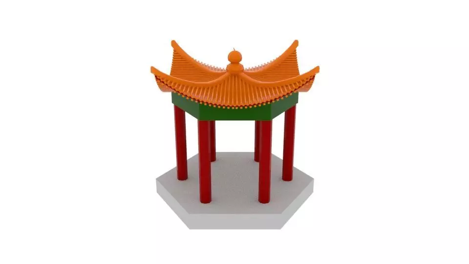 Chinese Culture Gazebo 3D model_0