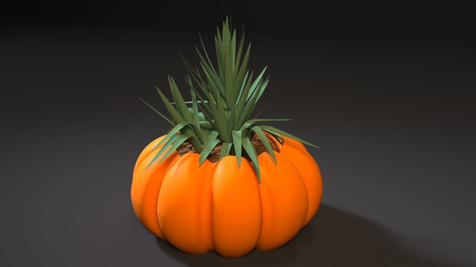planter pumpkin 3D print model_2