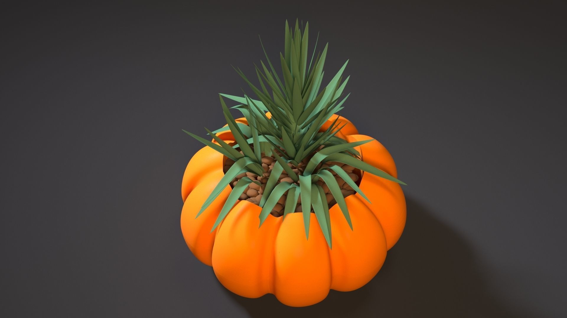 planter pumpkin 3D print model_3