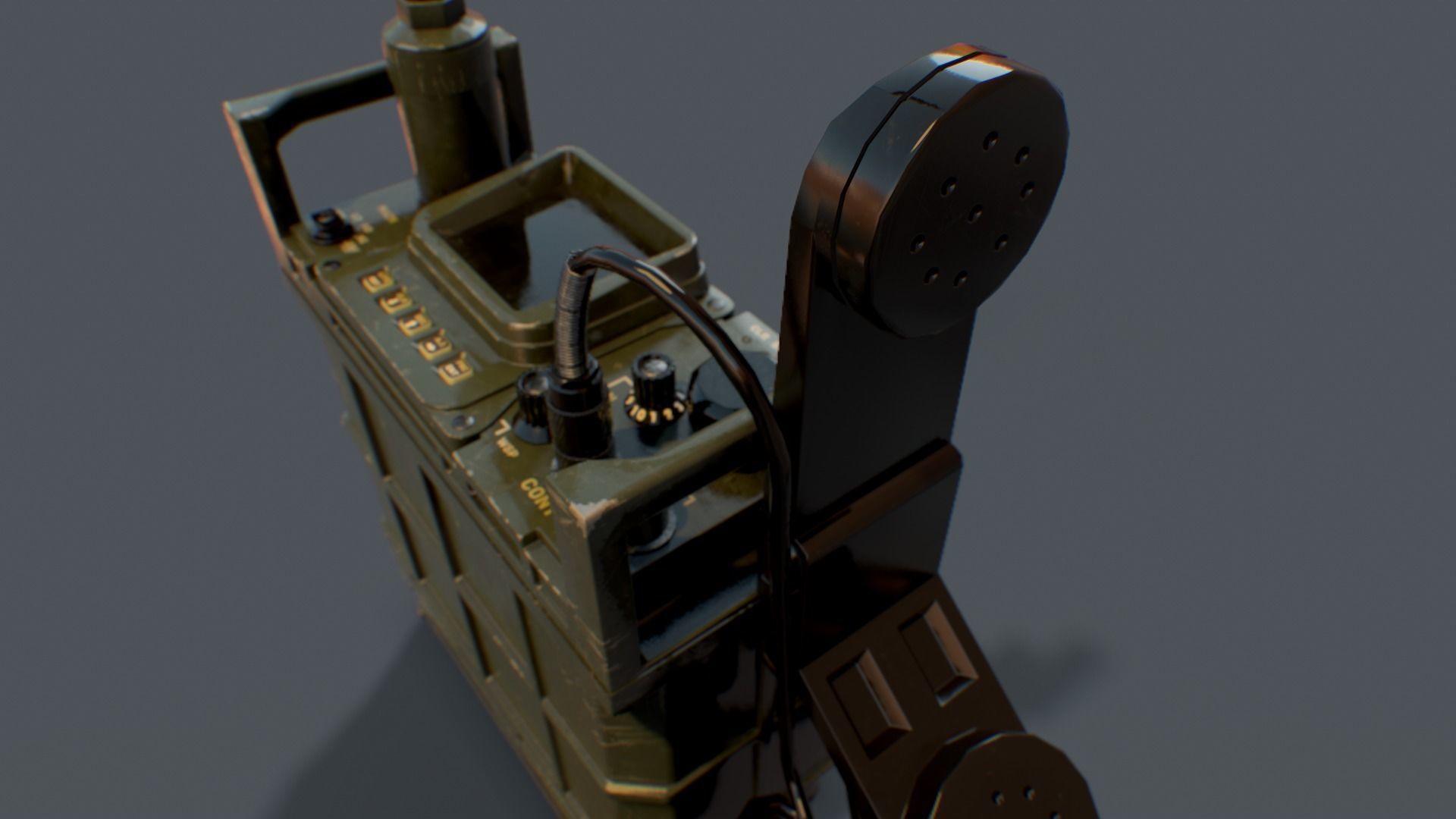 Military Combat-net Radio - LV 241 Low-poly 3D model_7