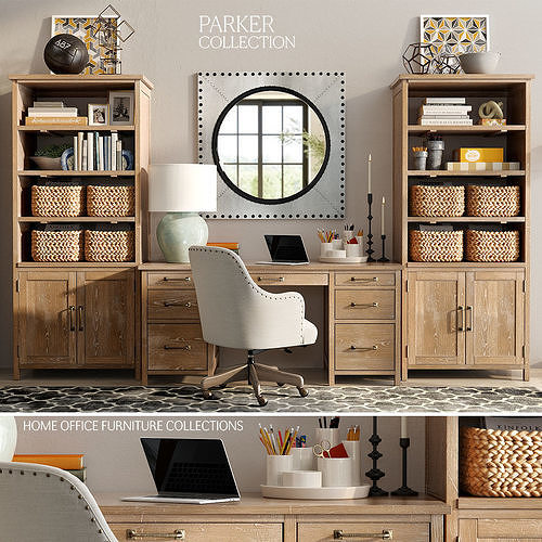 Pottery Barn PARKER HOME OFFICE FURNITURE COLLECTION 3D model