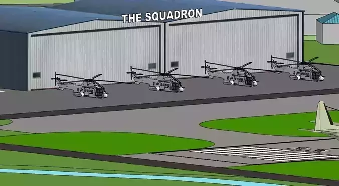 small civilian and military airport concept 3D model