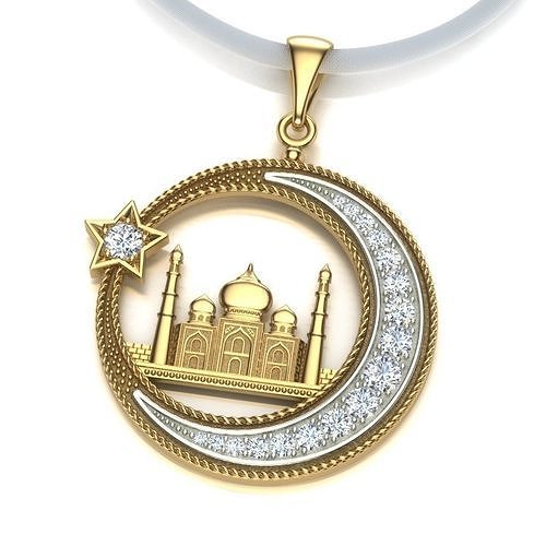 Pendant Mosque and Crescent 1 3D print model