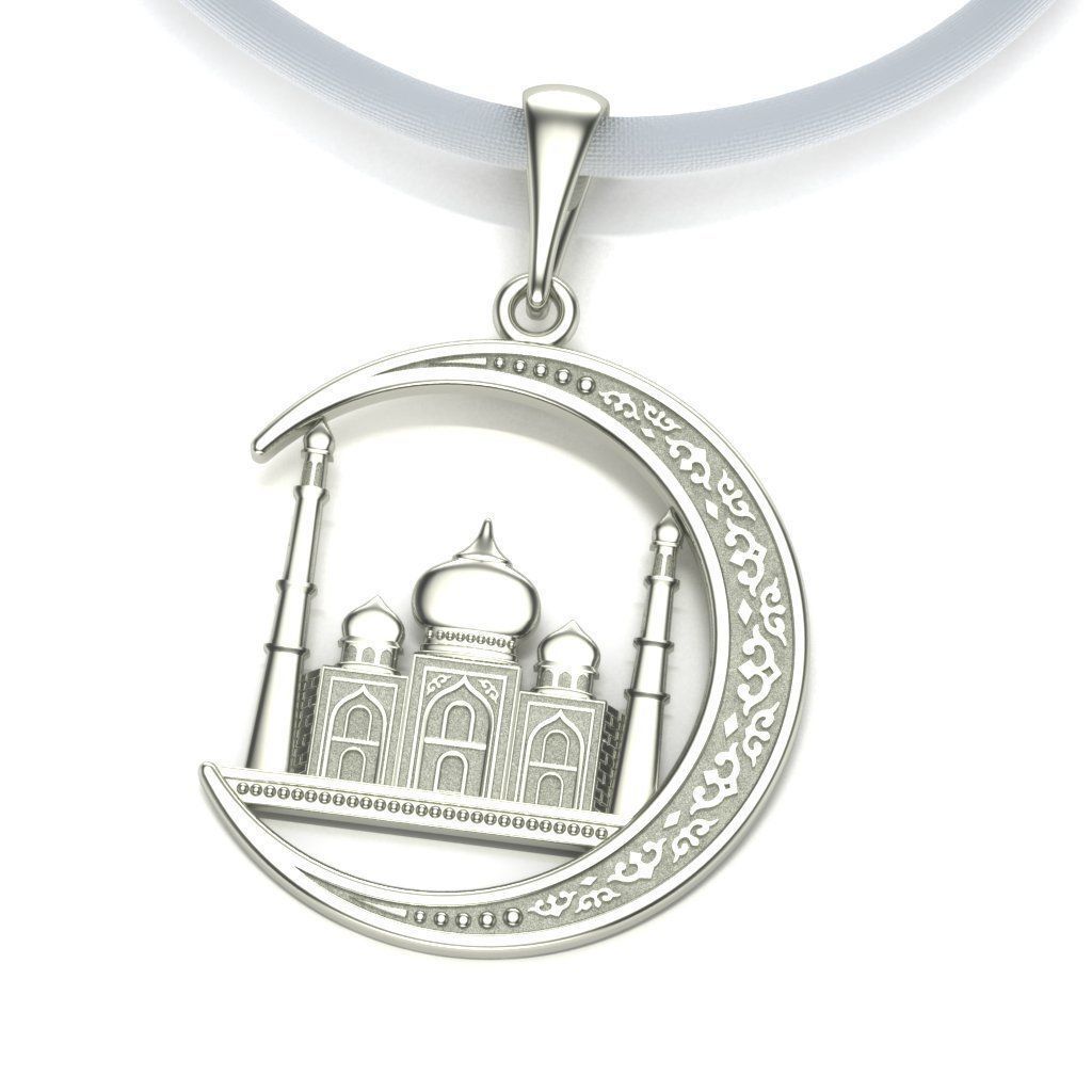 Pendant Mosque and Crescent 2 3D print model_1