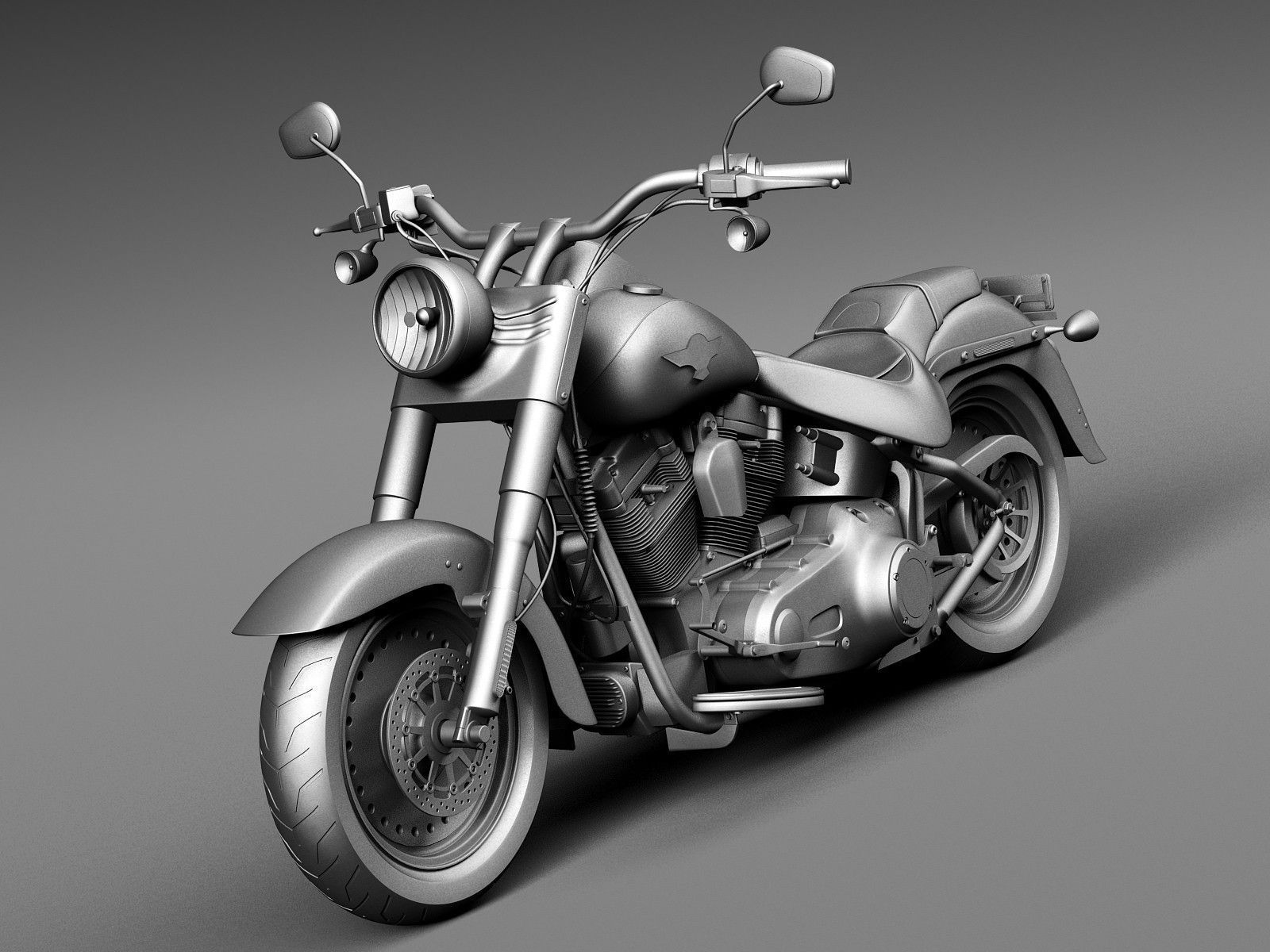 Harley Davidson Fatboy S Black Matt 2016 3D model_8