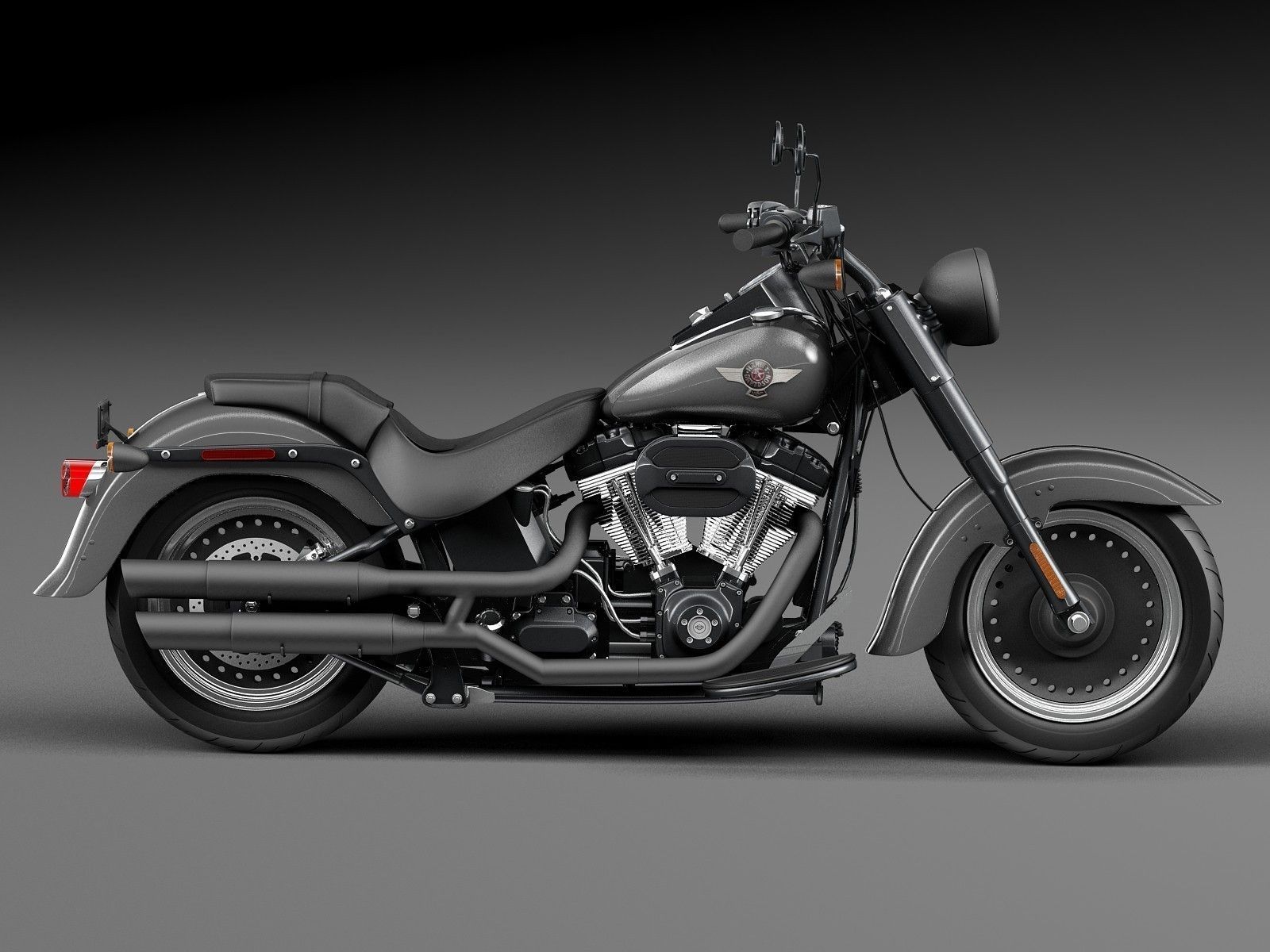 Harley Davidson Fatboy S Black Matt 2016 3D model_6
