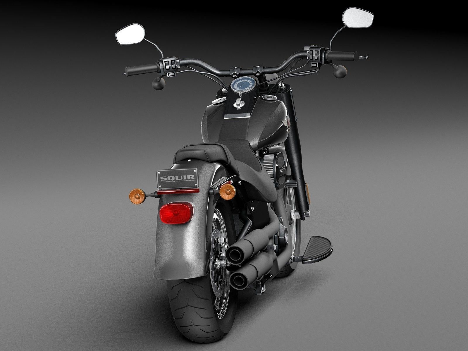 Harley Davidson Fatboy S Black Matt 2016 3D model_4