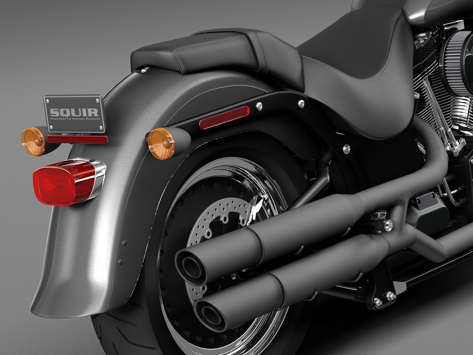 Harley Davidson Fatboy S Black Matt 2016 3D model_3