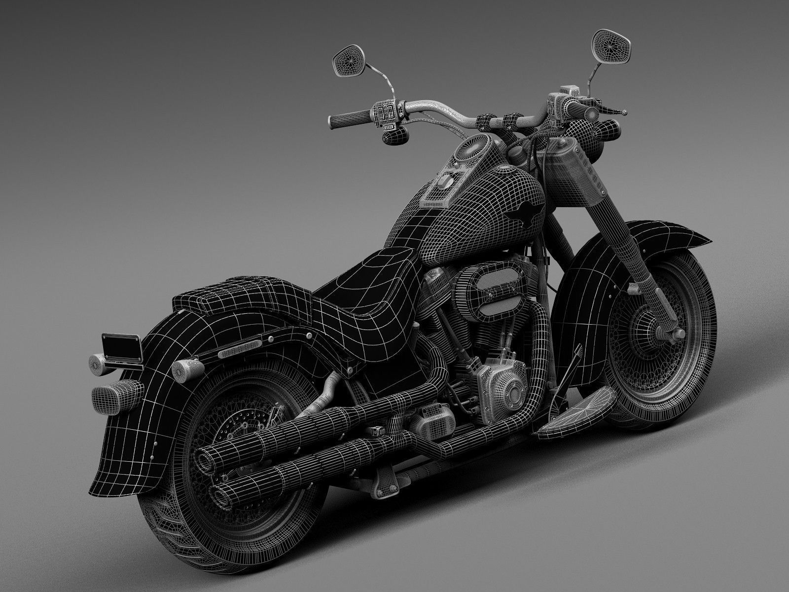 Harley Davidson Fatboy S Black Matt 2016 3D model_15
