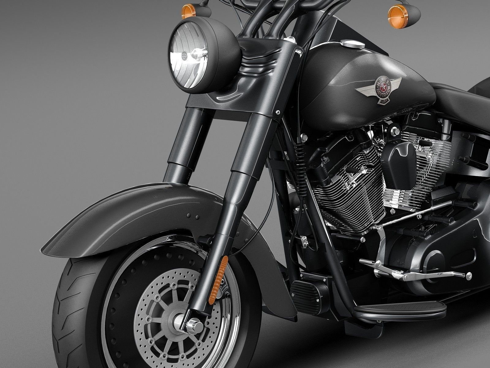 Harley Davidson Fatboy S Black Matt 2016 3D model_2