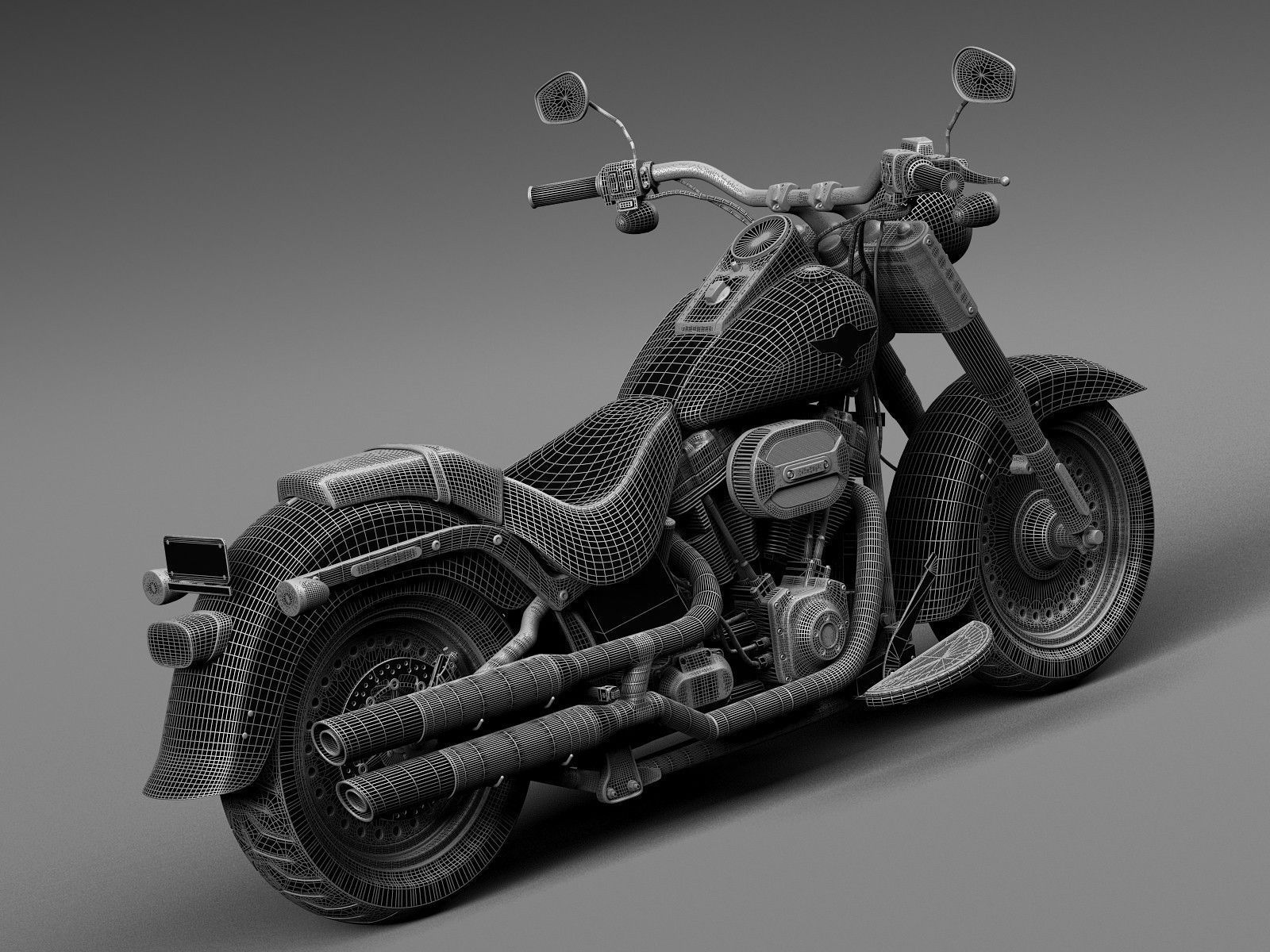 Harley Davidson Fatboy S Black Matt 2016 3D model_13