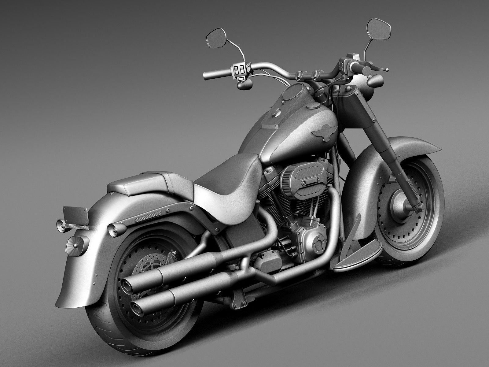 Harley Davidson Fatboy S Black Matt 2016 3D model_11