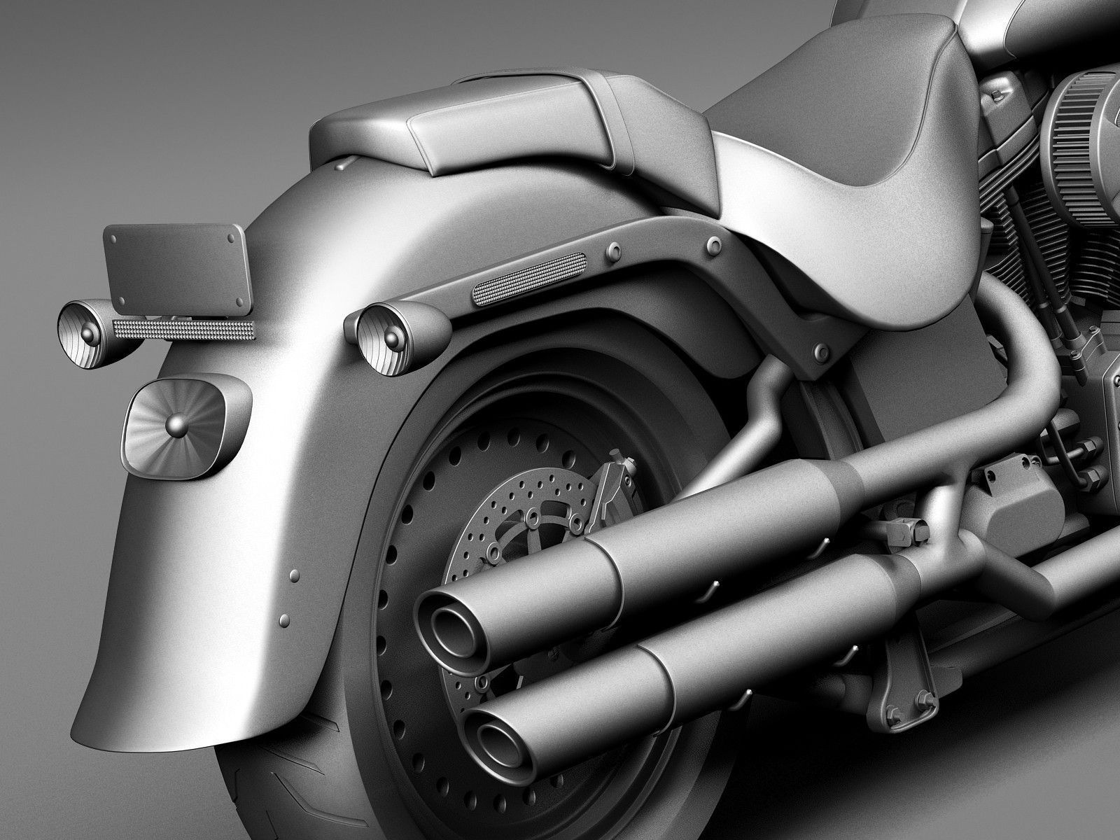 Harley Davidson Fatboy S Black Matt 2016 3D model_10