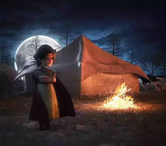 Camping girl 3D model