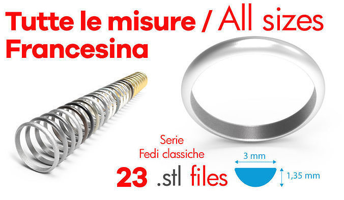 Wedding Bands Classic - Francesina -  Fedi Classiche 3D print model