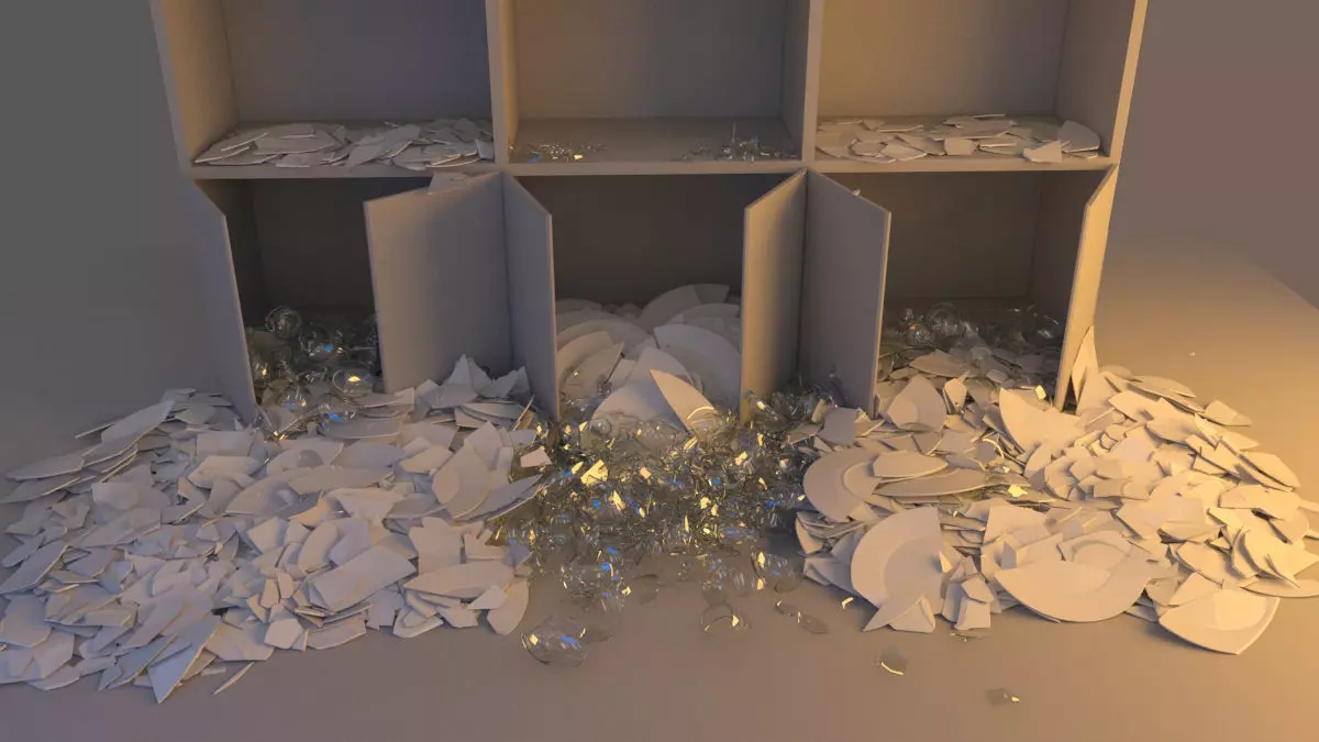 Falling cupboard vessels  - Collapse Animation 3D model_0