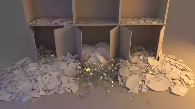 Falling cupboard vessels  - Collapse Animation 3D model