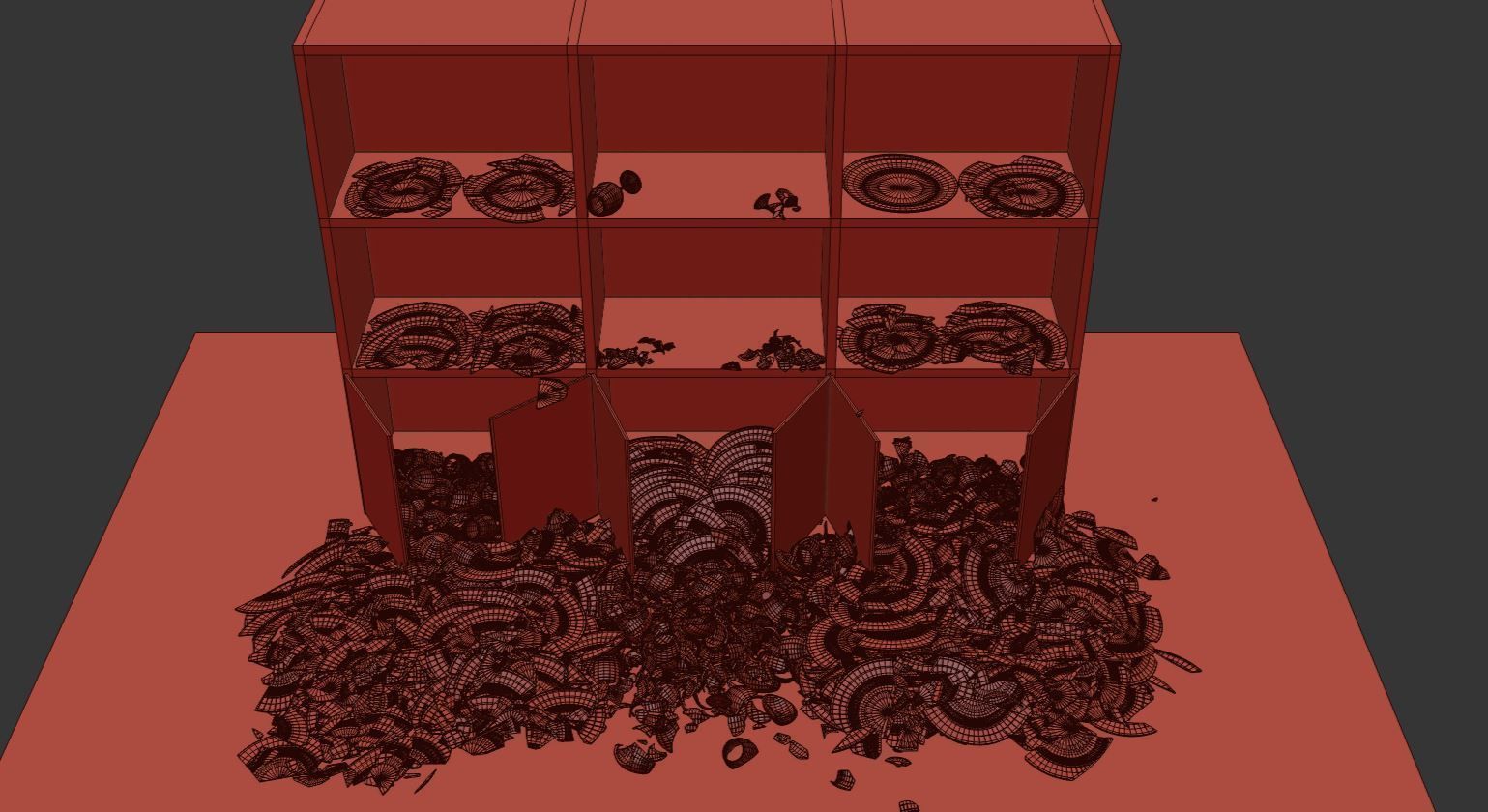 Falling cupboard vessels  - Collapse Animation 3D model_7