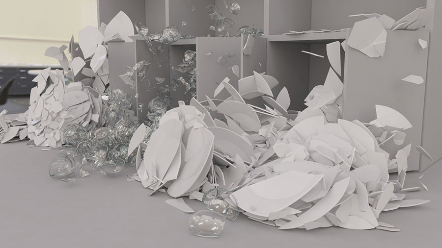 Falling cupboard vessels  - Collapse Animation 3D model_8