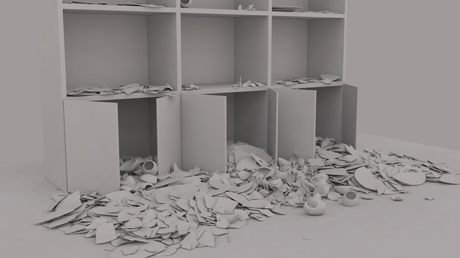 Falling cupboard vessels  - Collapse Animation 3D model_5