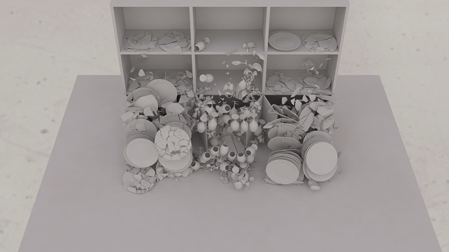 Falling cupboard vessels  - Collapse Animation 3D model_4