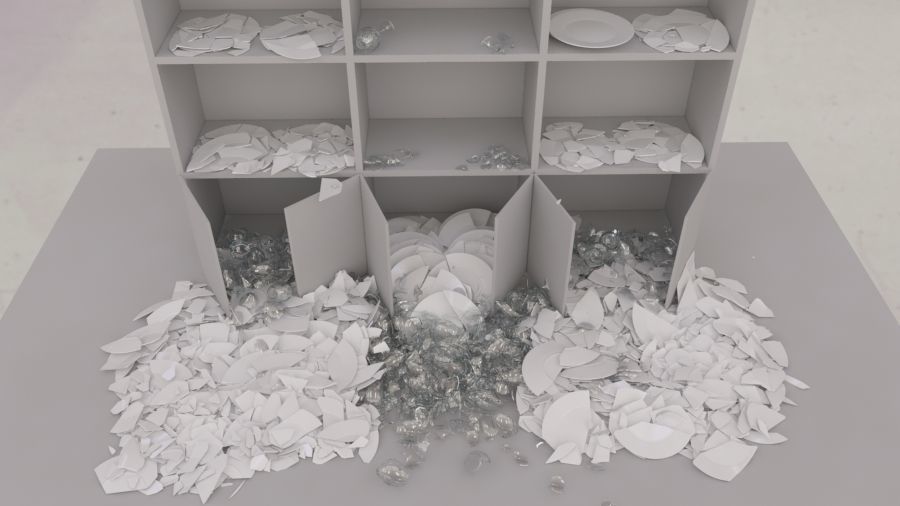 Falling cupboard vessels  - Collapse Animation 3D model_9
