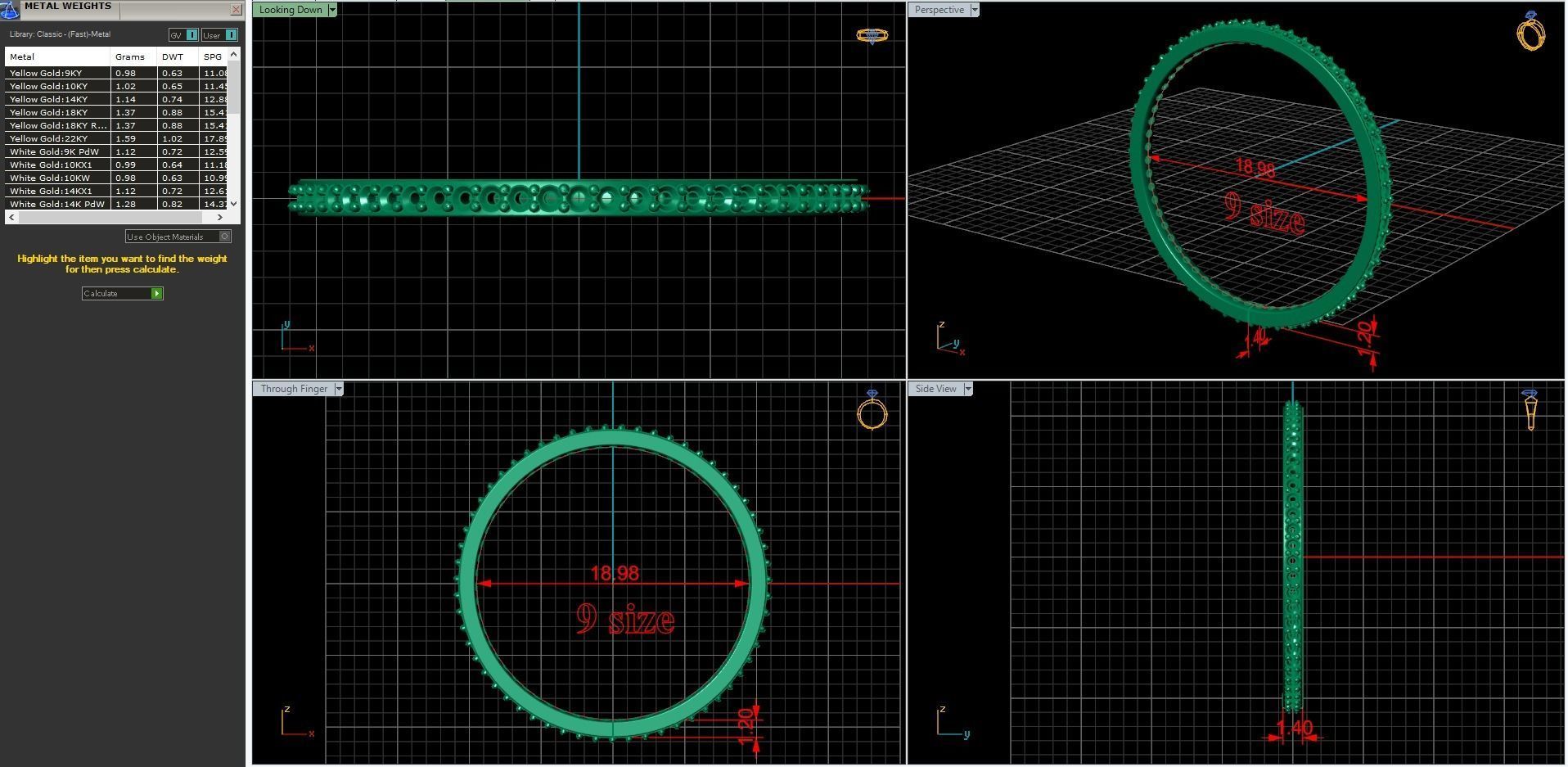 endless ring wedding line with 1 mm diamonds  9 size 3D print model_3