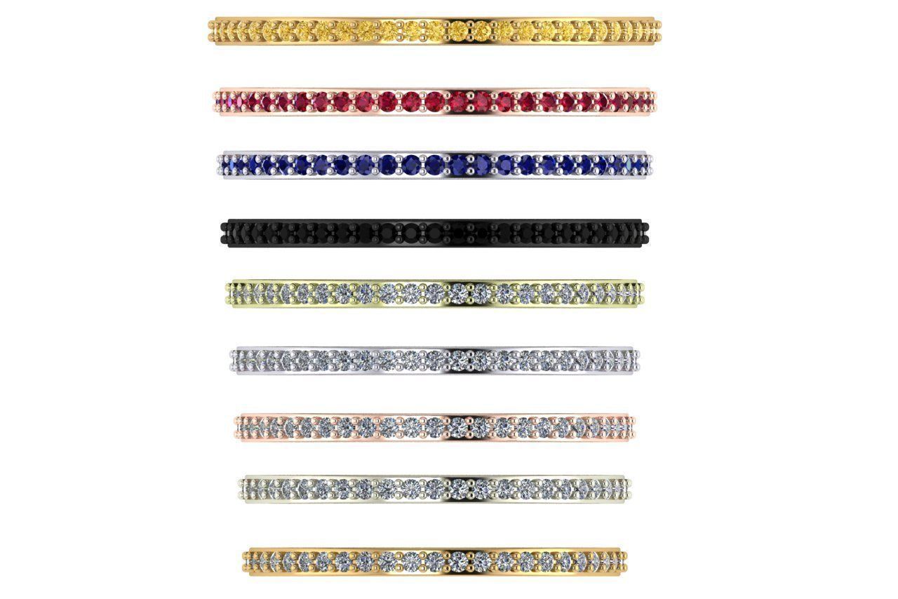 endless ring wedding line with 1 mm diamonds  9 size 3D print model_6