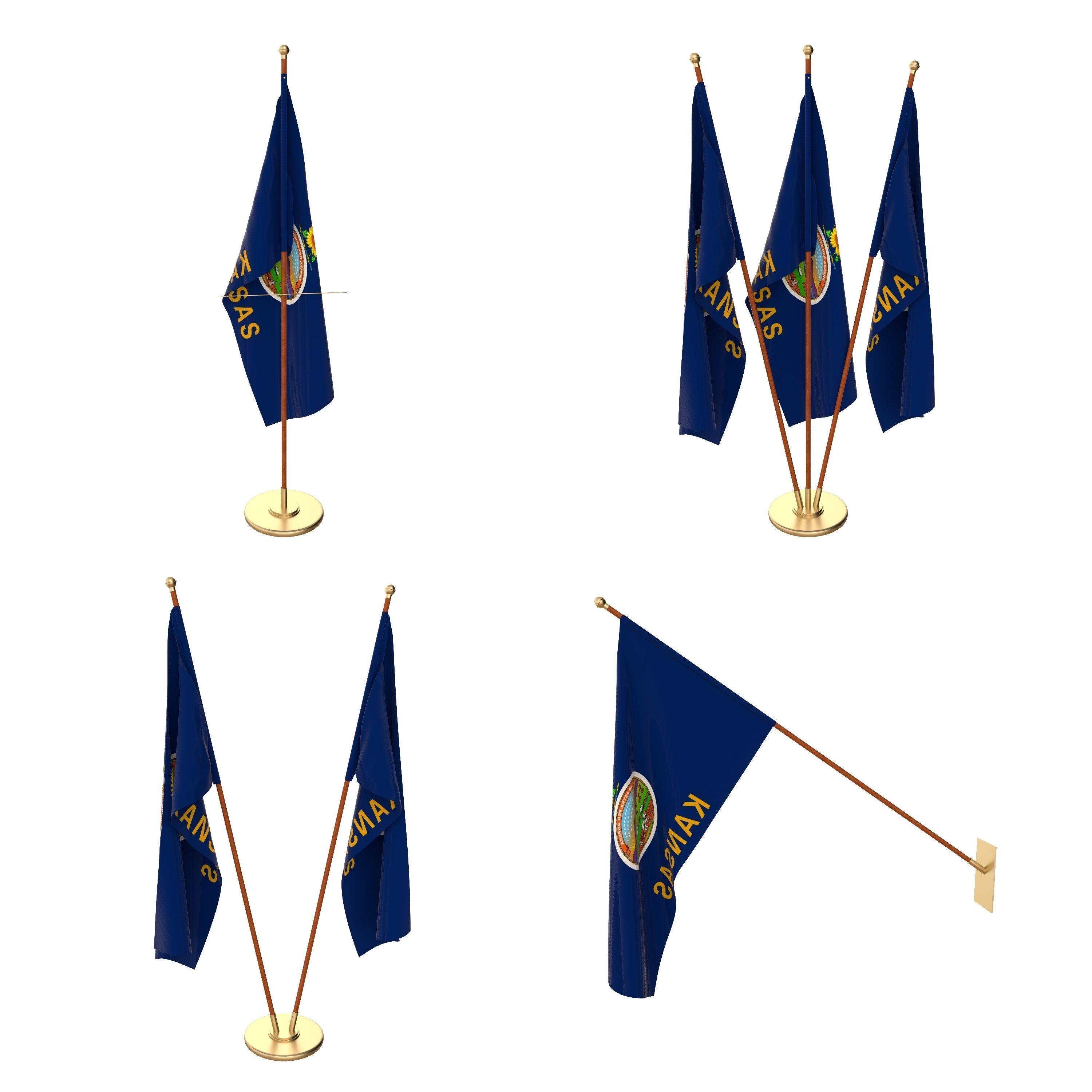Kentuky Flag Pack 3D model_1