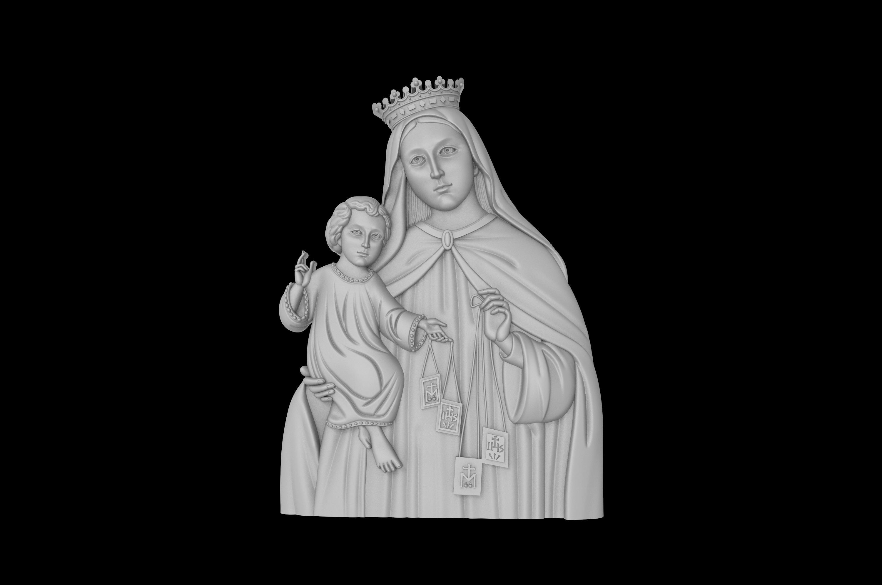 Mother Mary with Child Jesus 3D print model