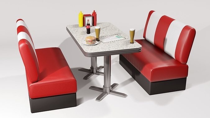 American dining Table 2 Low-poly 3D model 3