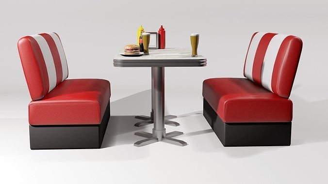 American dining Table 2 Low-poly 3D model 2