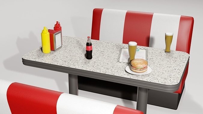American dining Table 2 Low-poly 3D model 7