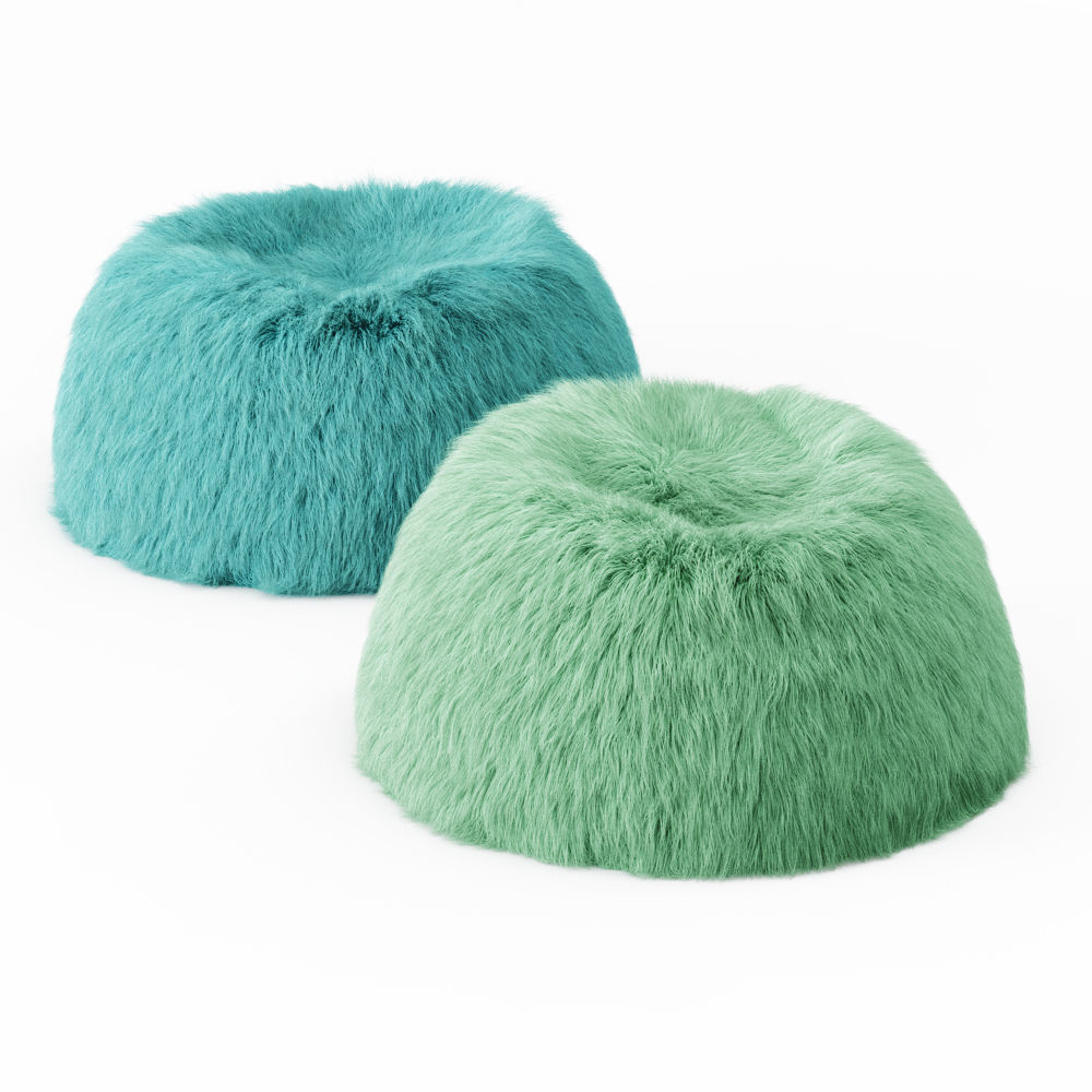 Two Himalayan Faux-Fur Beanbag 3D model_1