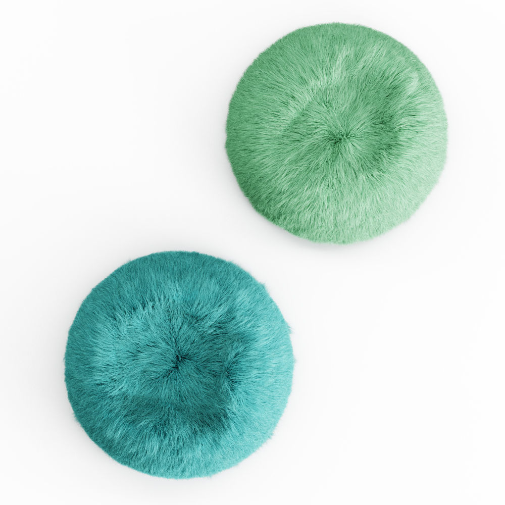 Two Himalayan Faux-Fur Beanbag 3D model_2