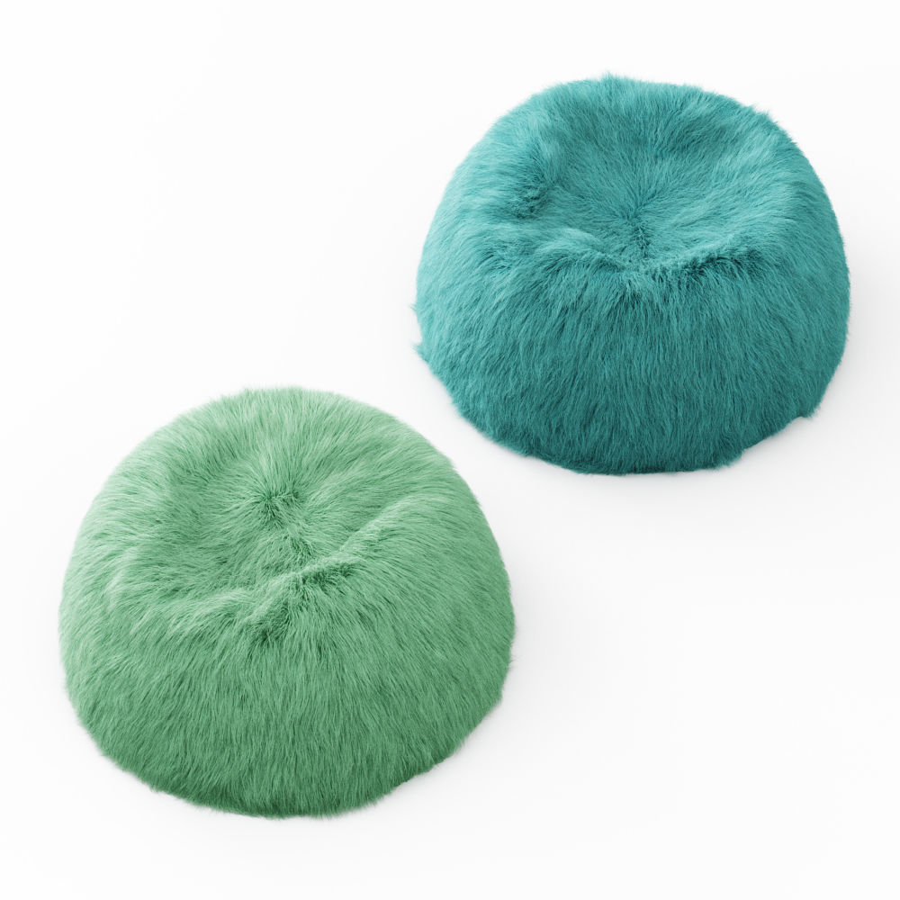 Two Himalayan Faux-Fur Beanbag 3D model_3